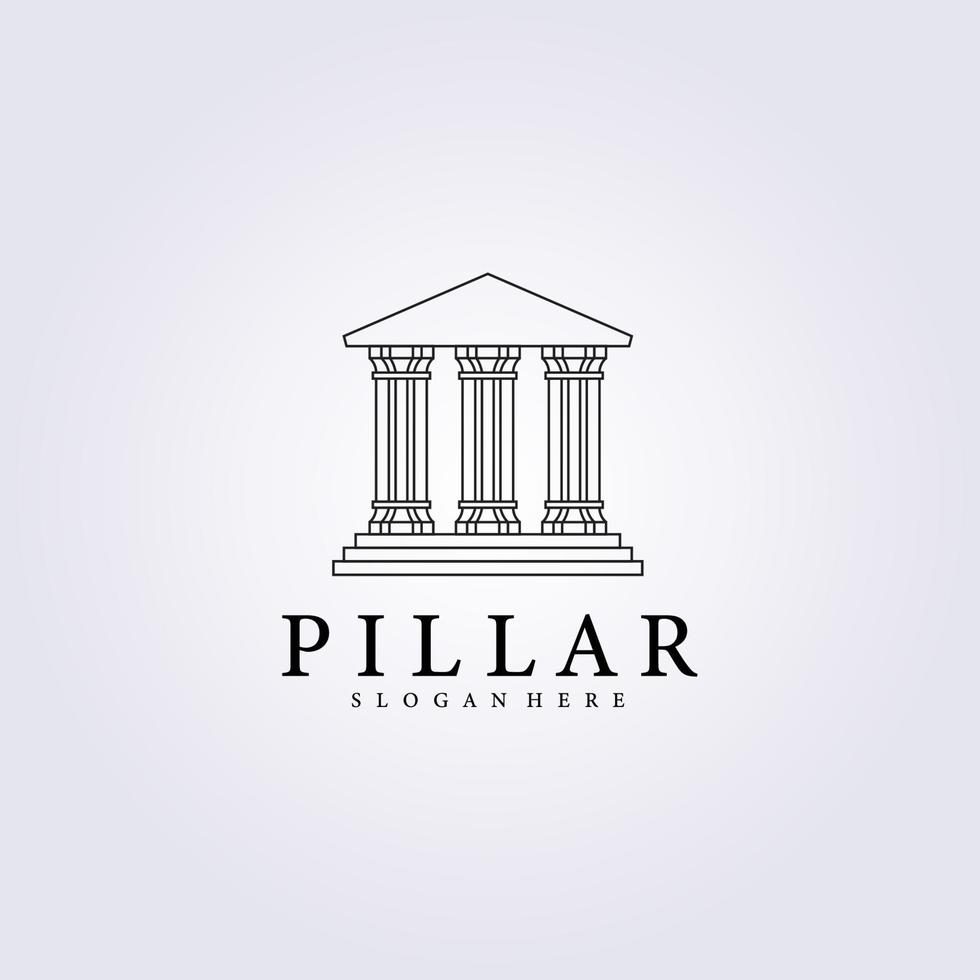 edificio 3 pilares línea logo vector ilustración diseño