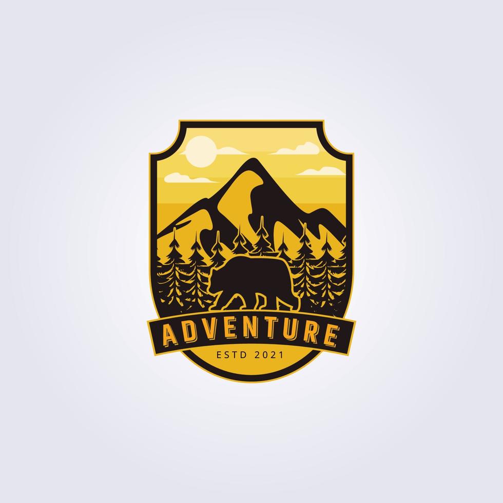 retro and vintage outdoor adventure logo vector illustration design badge silhouette graphic design