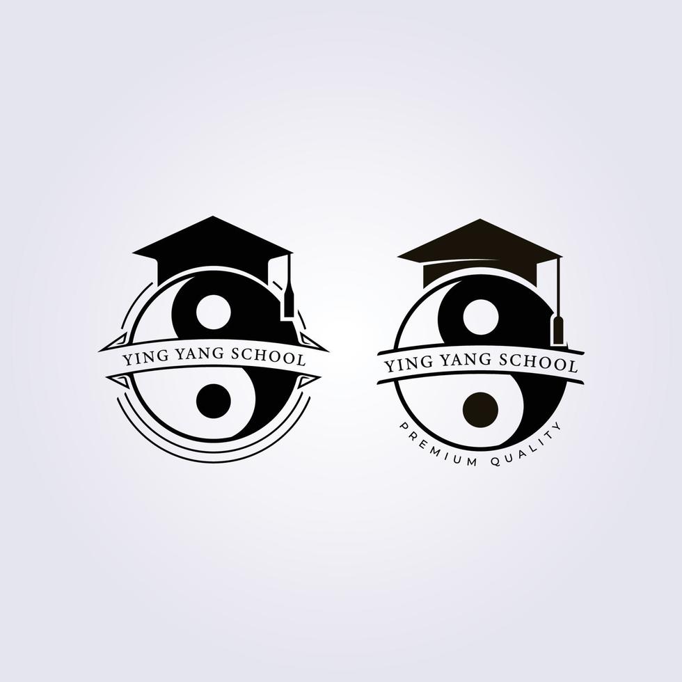 yin yang academy school logo vector illustration design toga hat