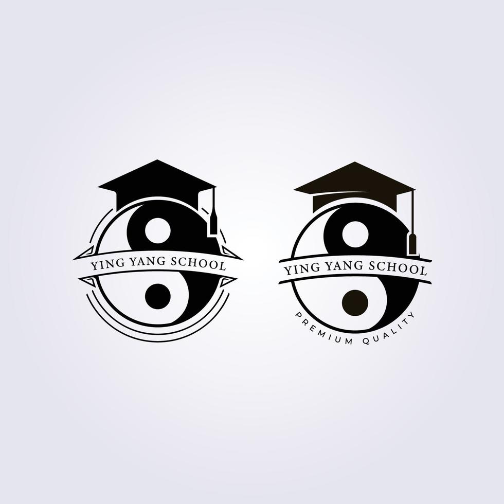 yin yang academia escuela logo vector ilustración diseño toga hat