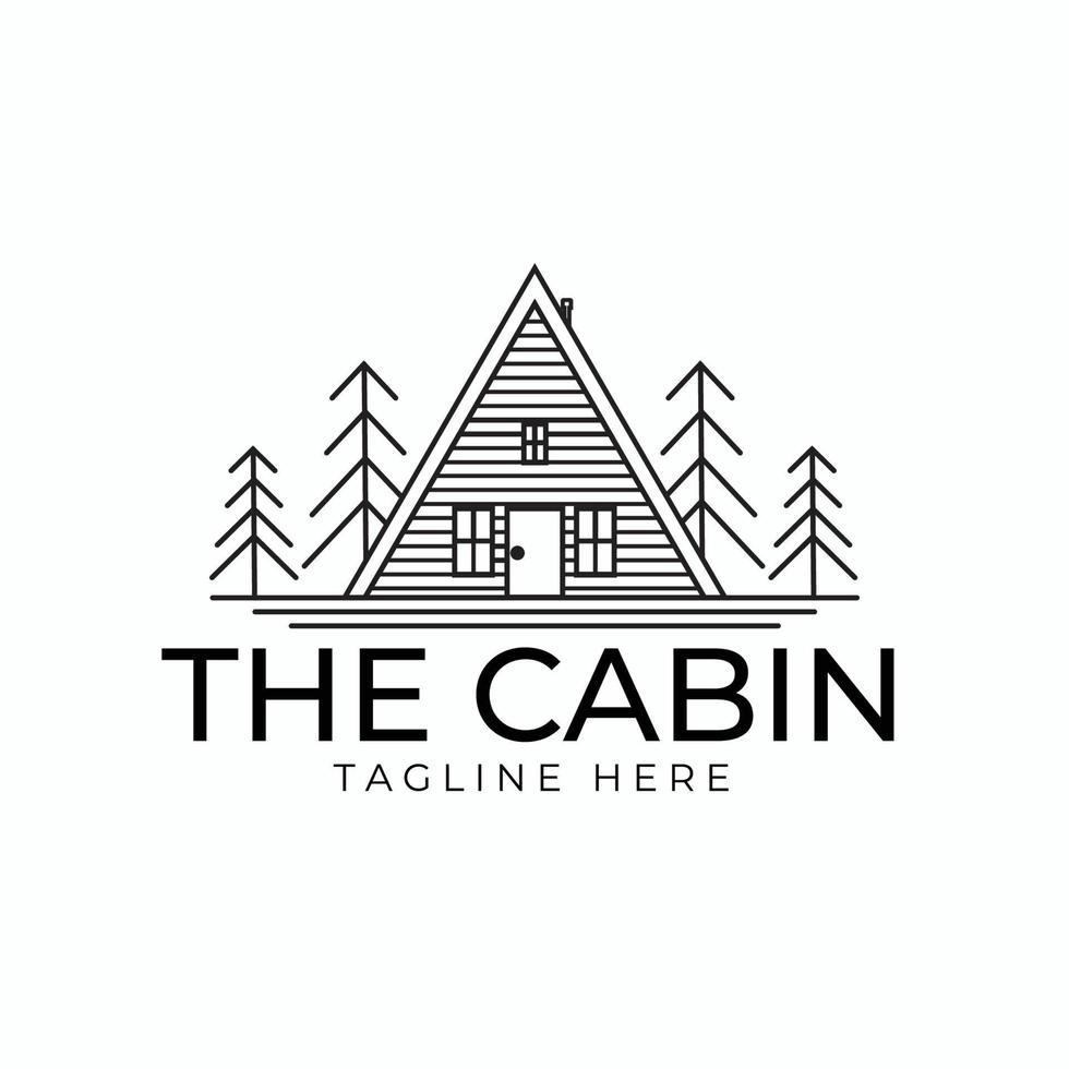 Cabin line art logo vector illustration design,  minimalist logo design
