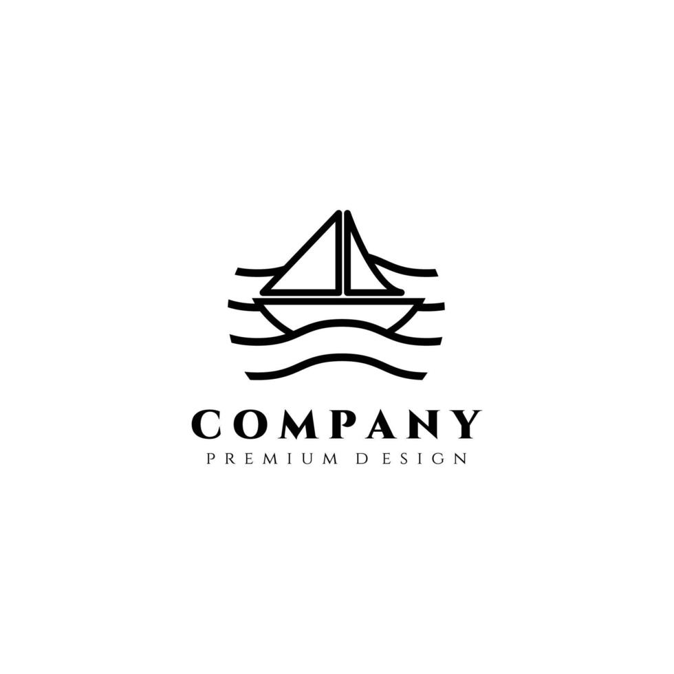 diseño de ilustración vectorial del logotipo del barco de vela, plantilla de logotipo de vela de arte lineal minimalista vector