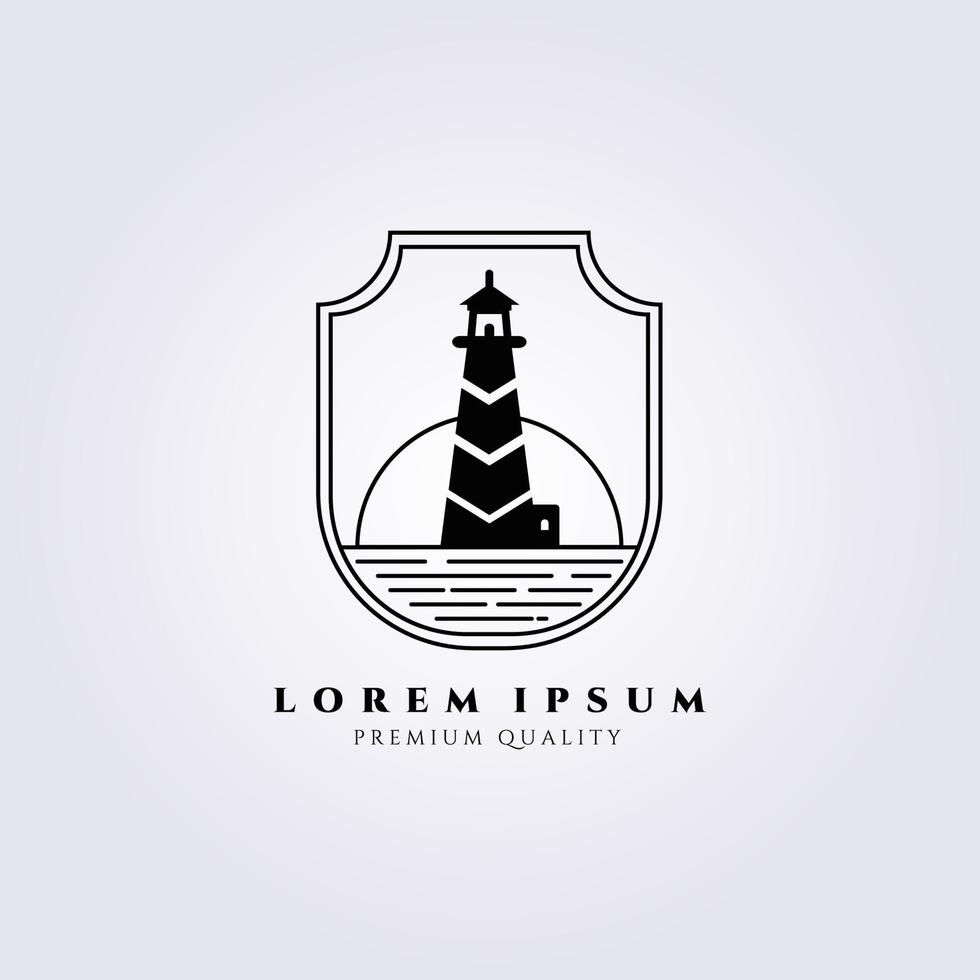 Lighthouse guard tower logo vector illustration design, black sunset vintage symbol