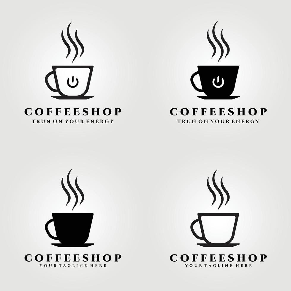 a cup of coffee, coffee shop logo , clever vector illustration logo design, set logo, cafe logo design