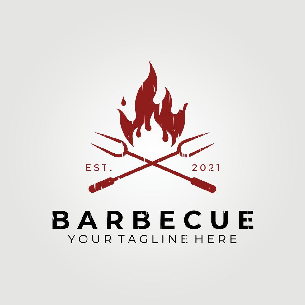 Diseño de ilustración de vector de logotipo de parrilla de humo de barbacoa