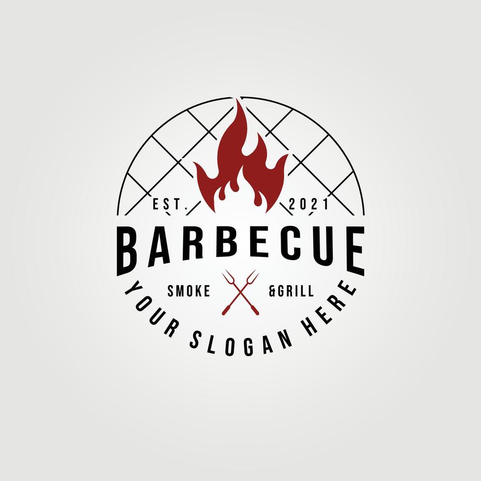 Barbecue smoke  grill logo vector illustration design