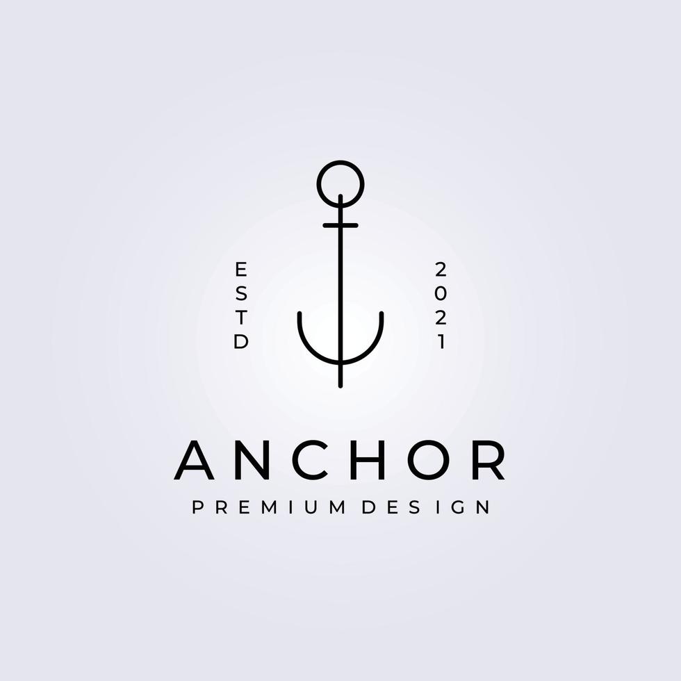 diseño de ilustración de vector de logotipo de ancla simple de arte de línea