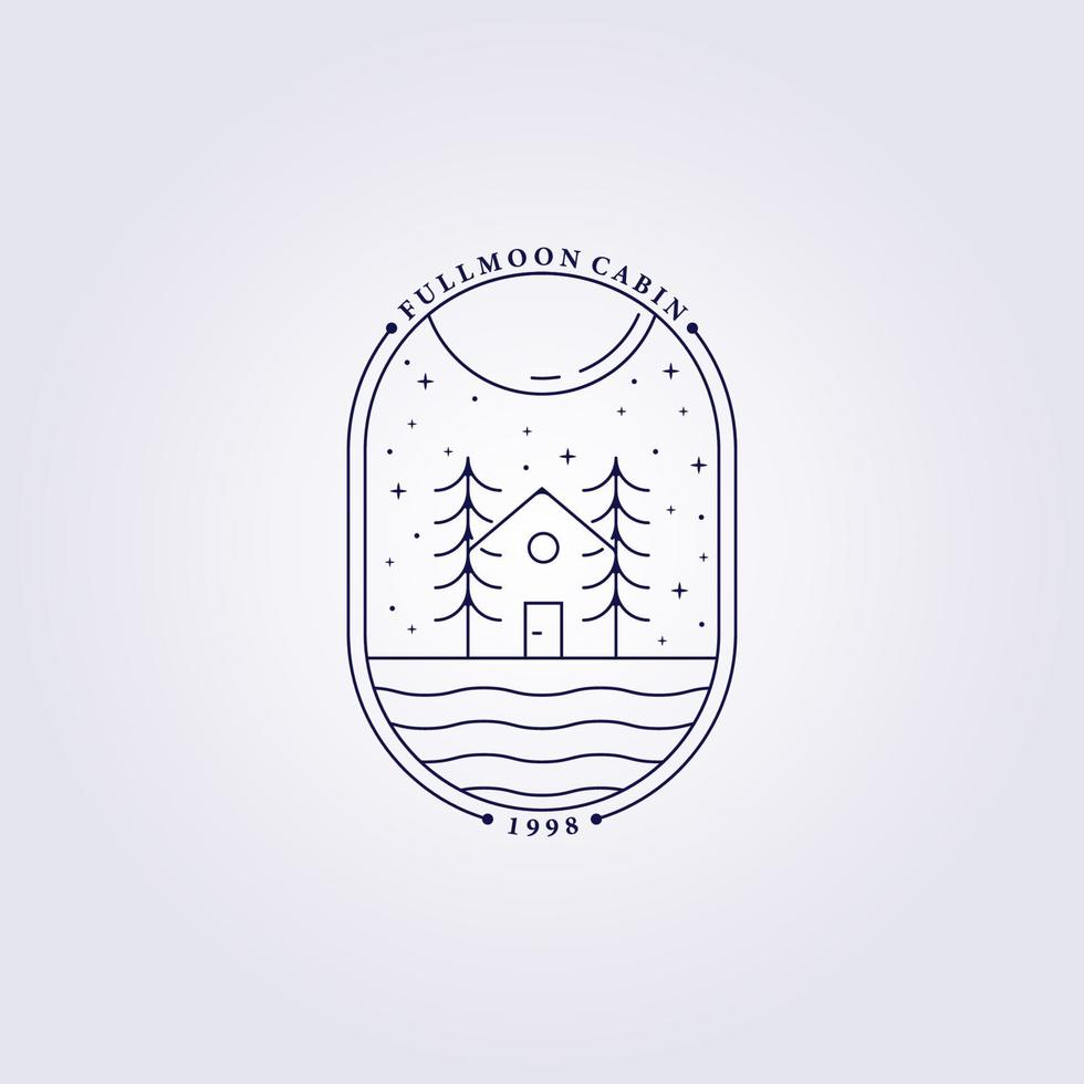 tree house cafe forest carpenter logo vector illustration design line art badge linear monoline cabin barn cottage lodge house villa