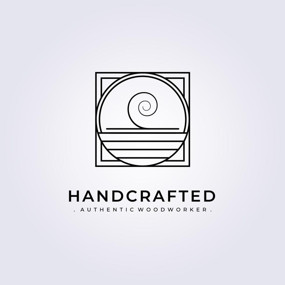 carpenter handcrafted creative woodwork logo badge simple line art vector illustration lumberjack design