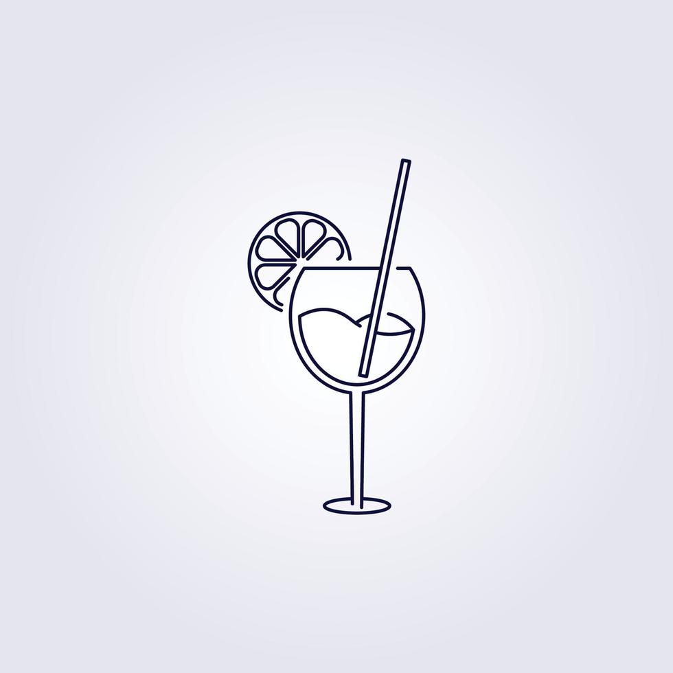 single cocktail hand line drawn simple icon glass illustration drink symbol cocktail logo vector template design