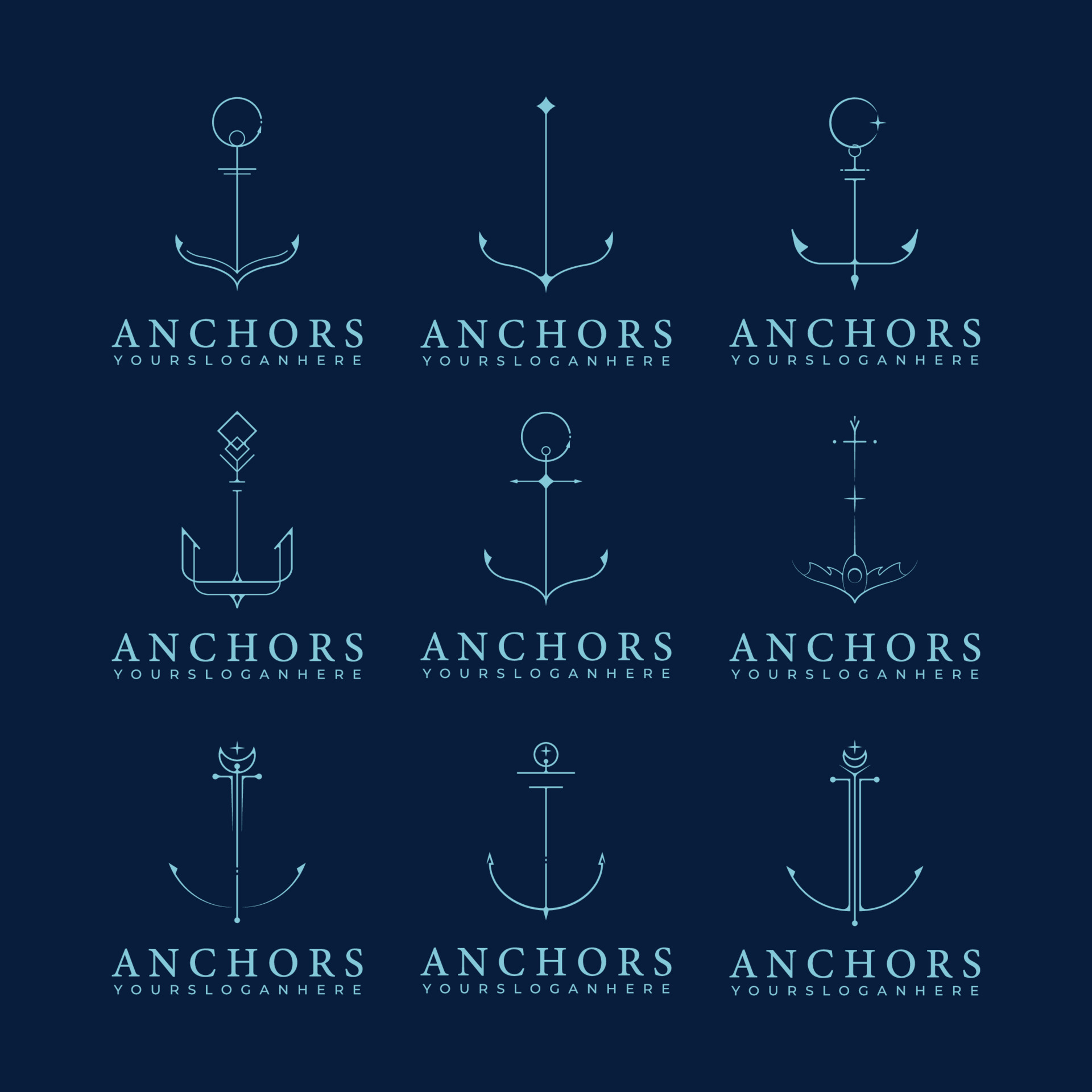 bundle and set of nautical anchor logo simple line art vector illustration  design, variation of creative anchor icon symbol 5160104 Vector Art at  Vecteezy