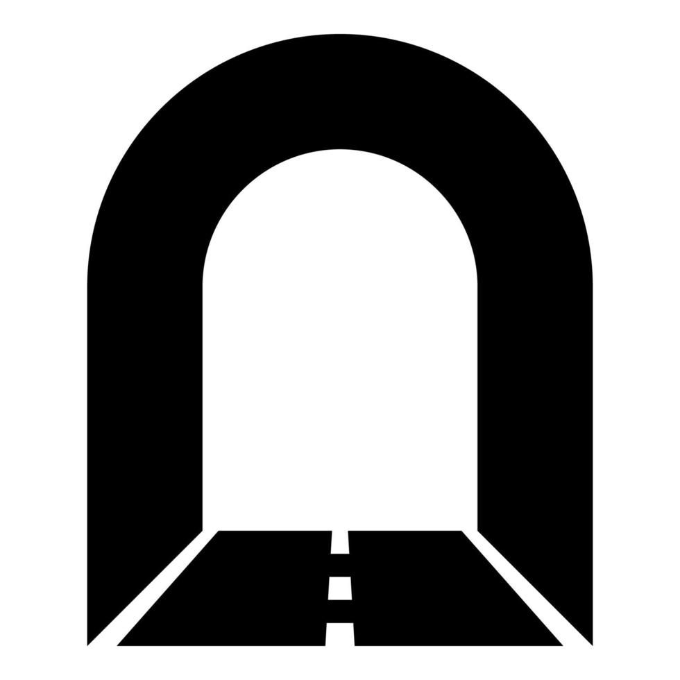 Subway tunnel with road for car icon black color vector