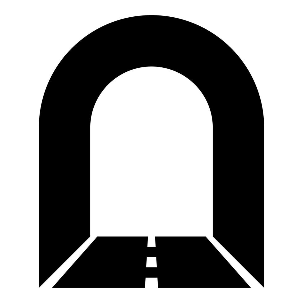 túnel subterráneo con carretera para icono de coche color negro vector