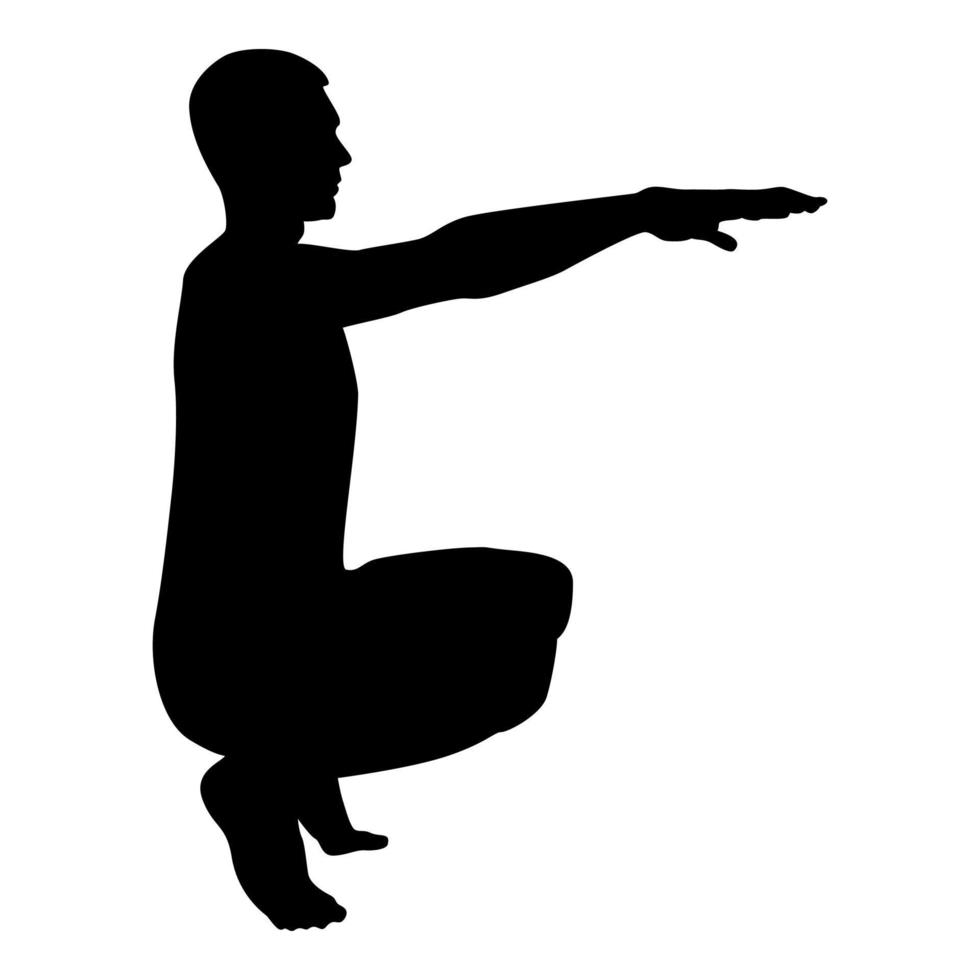 Crouching Man doing exercises crouches squat vector