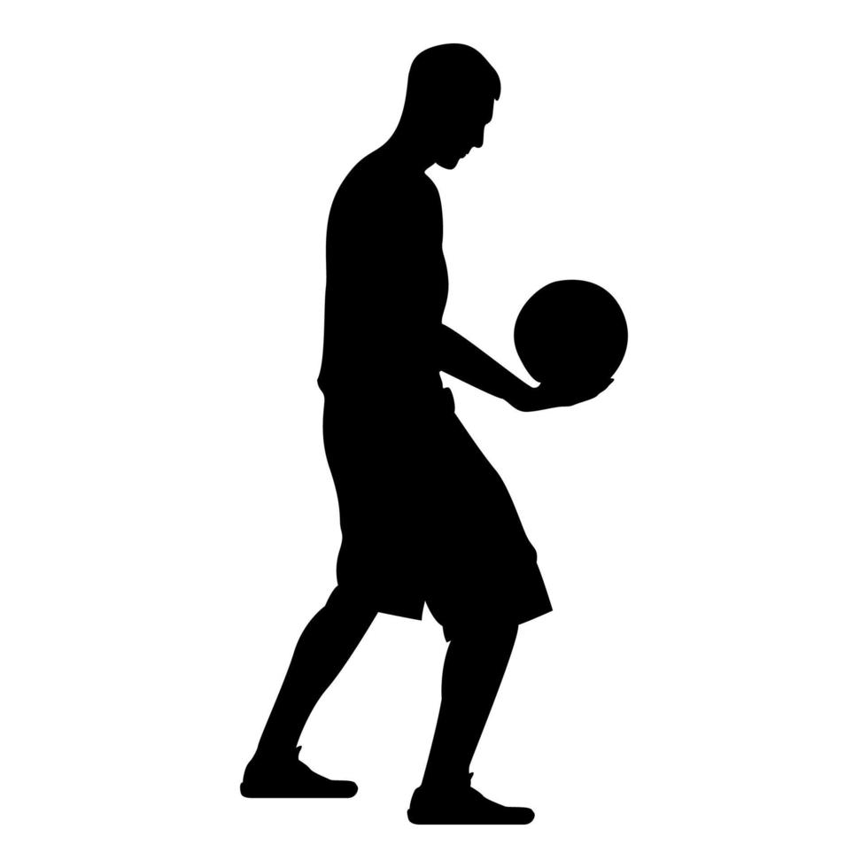 Basketball player holding ball Man holding vector
