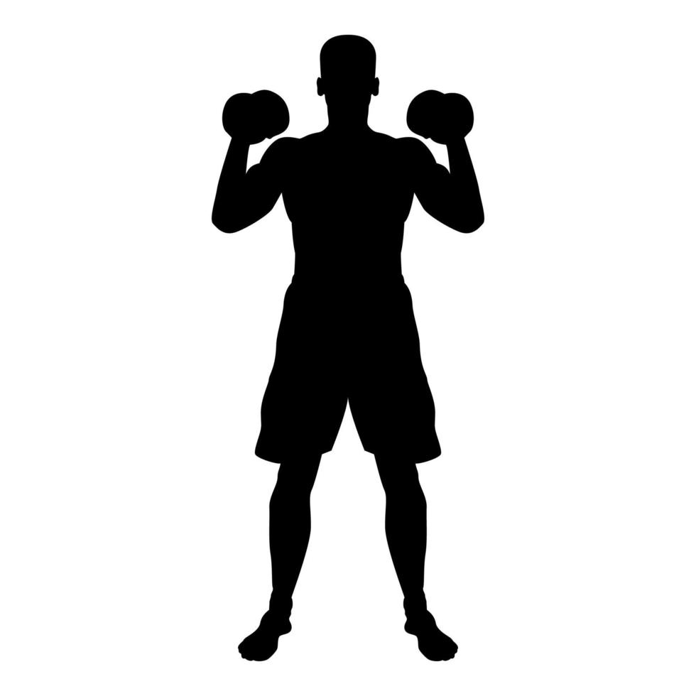 Man doing exercises with dumbbells Sport action vector