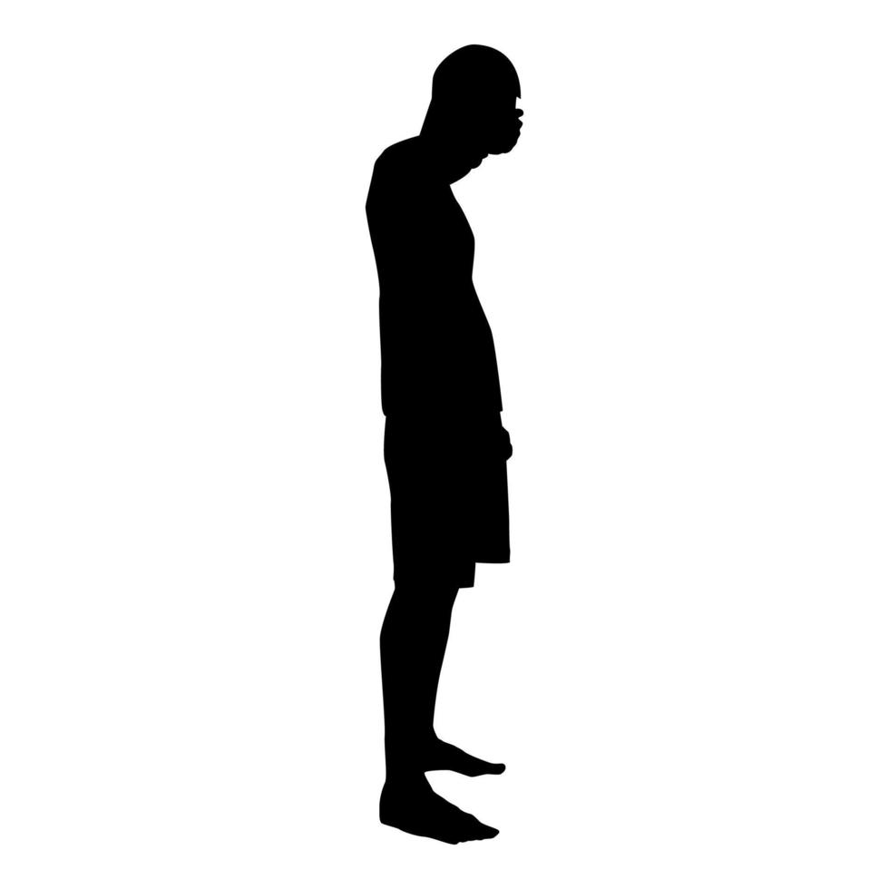 Man closing his eyes his hands silhouette side vector