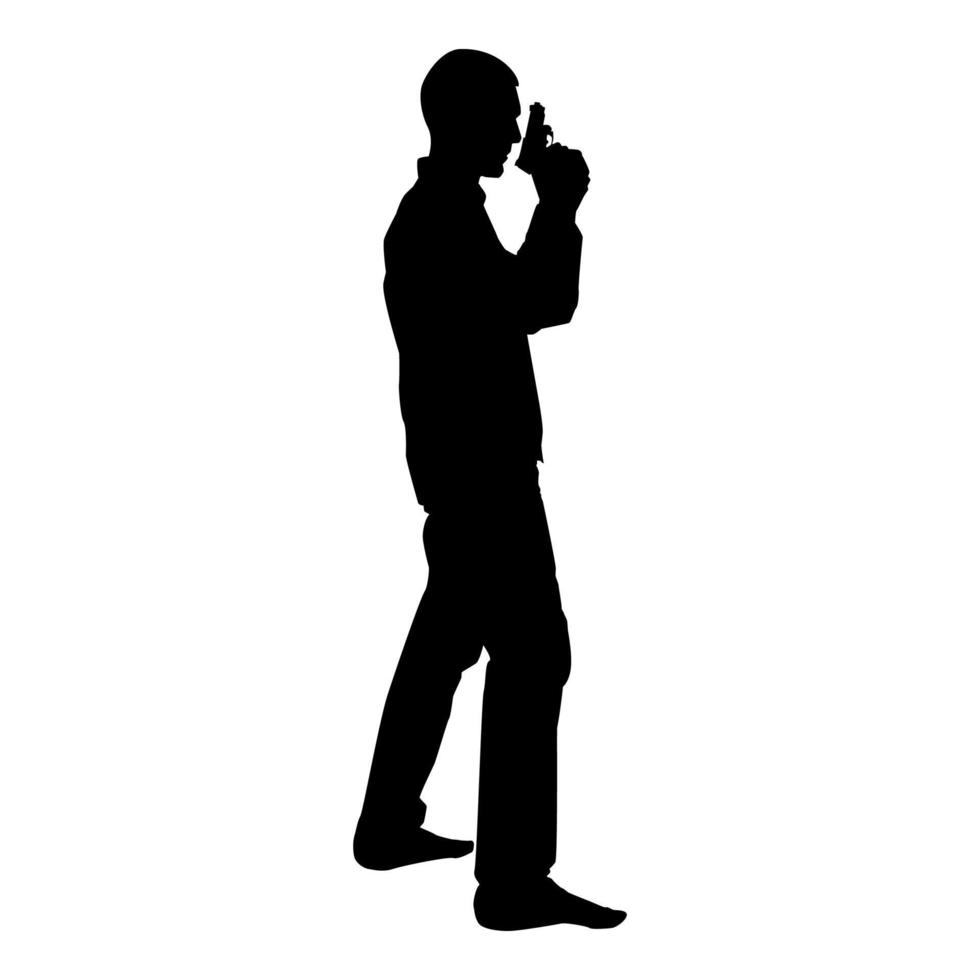 Man with gun silhouette criminal person concept vector