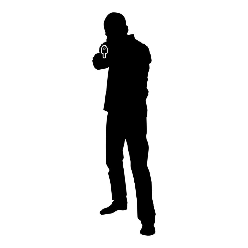 Man with gun silhouette criminal person concept vector