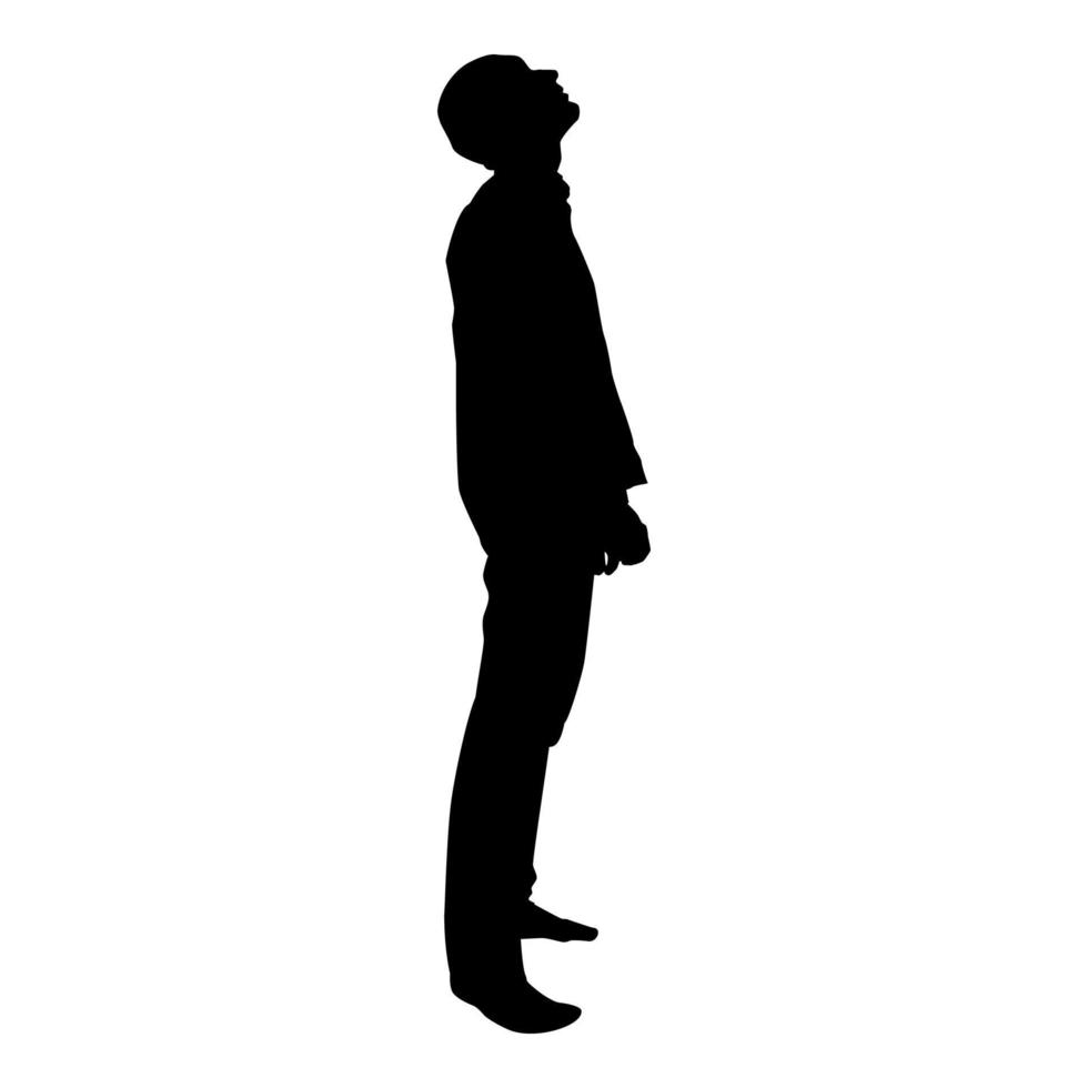 Man looks up silhouette icon black color vector