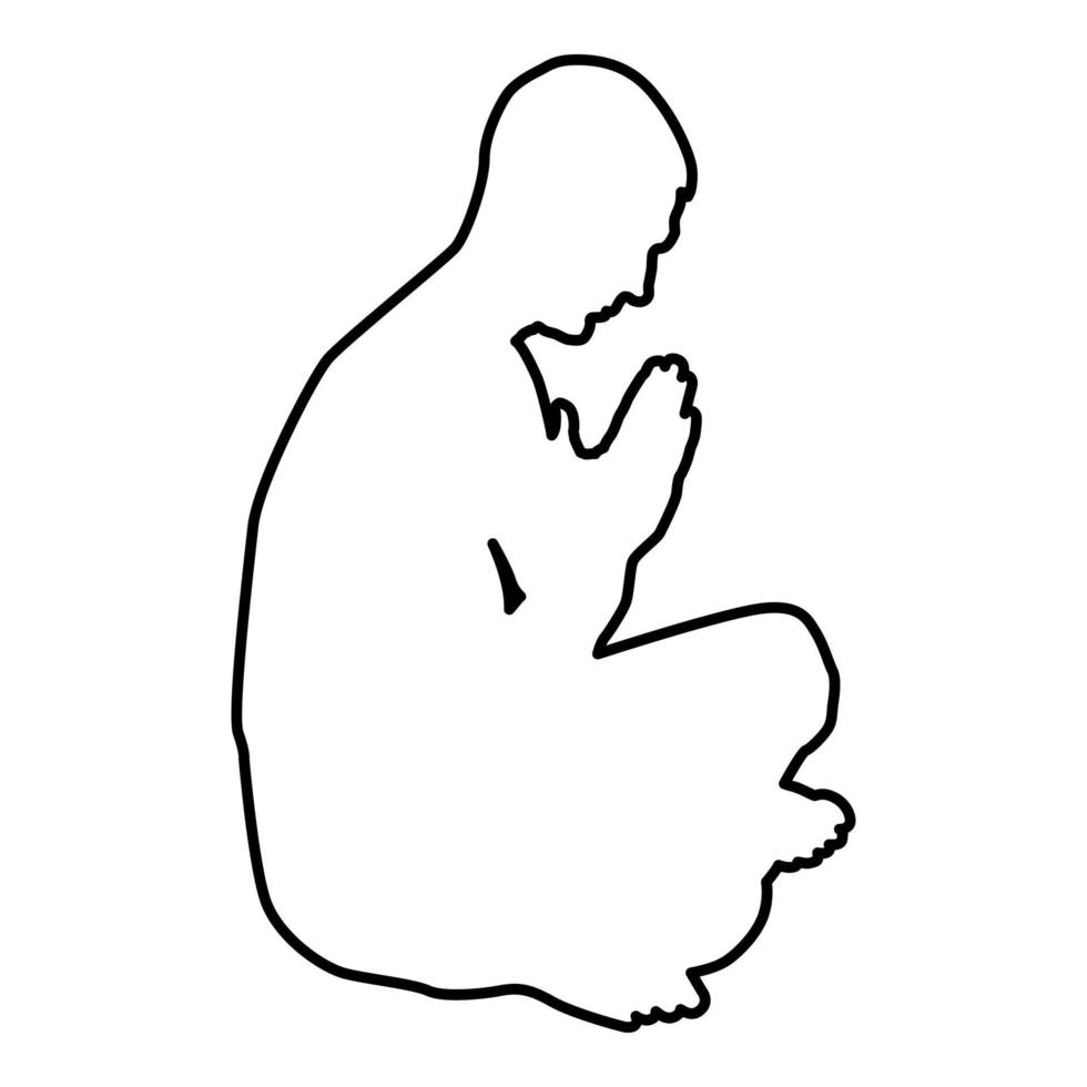 hombre rezando silueta icono color negro vector