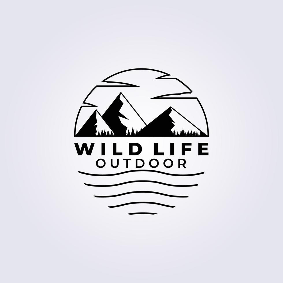 minimalist mountain and riverside logo vector illustration design