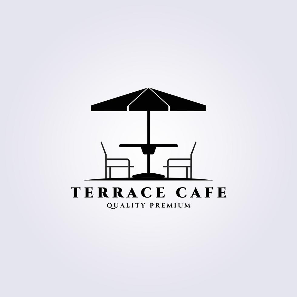 Terrace cafe logo  vector line art vintage illustration design, icon symbol cafe
