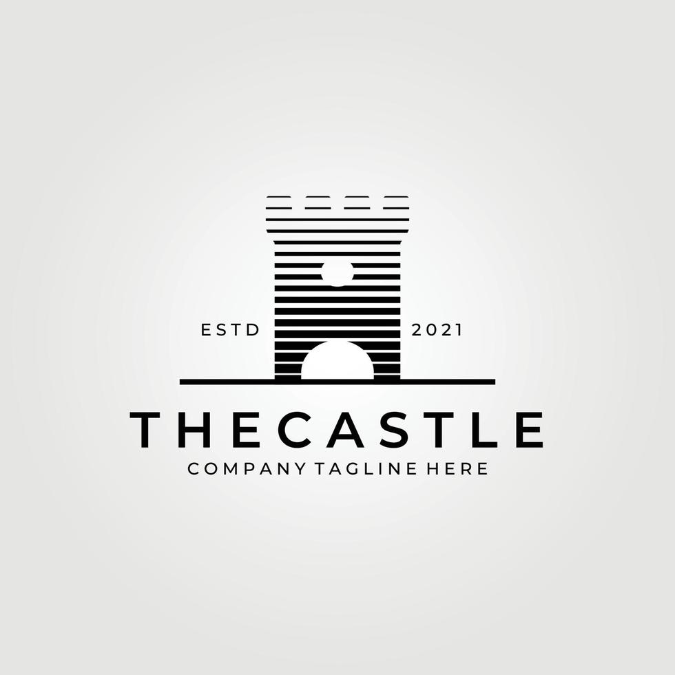 diseño de ilustración vectorial del logotipo del castillo de arte lineal, logotipo creativo, logotipo monoline vector