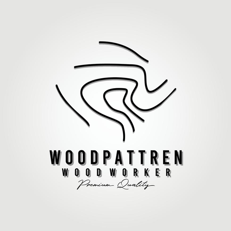 trabajador de madera de arte de línea simple, carpintero, diseño de ilustración de vector de logotipo de patrón de madera