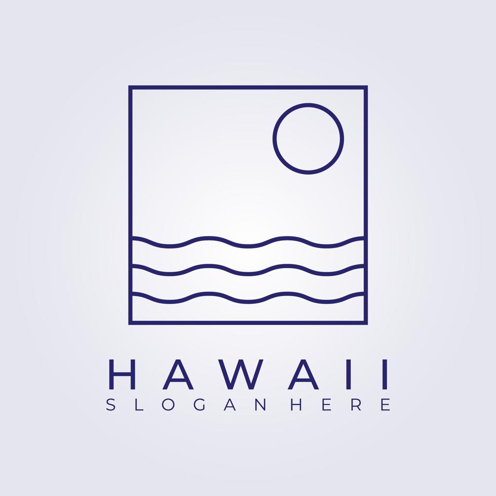 puesta de sol amanecer hawaii resort paraíso logo vector ilustración diseño