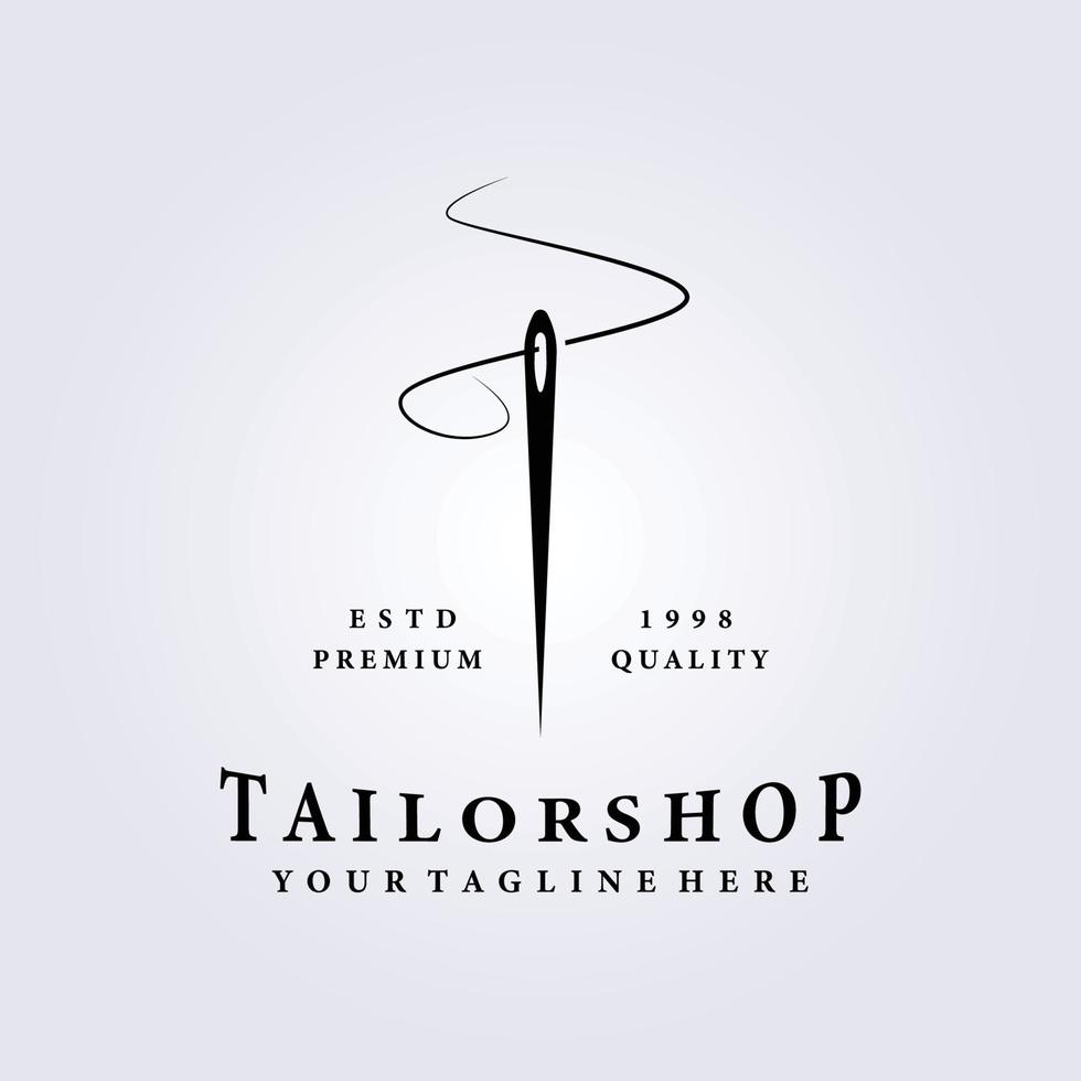 tailor shop logo, single needle vector illustration design