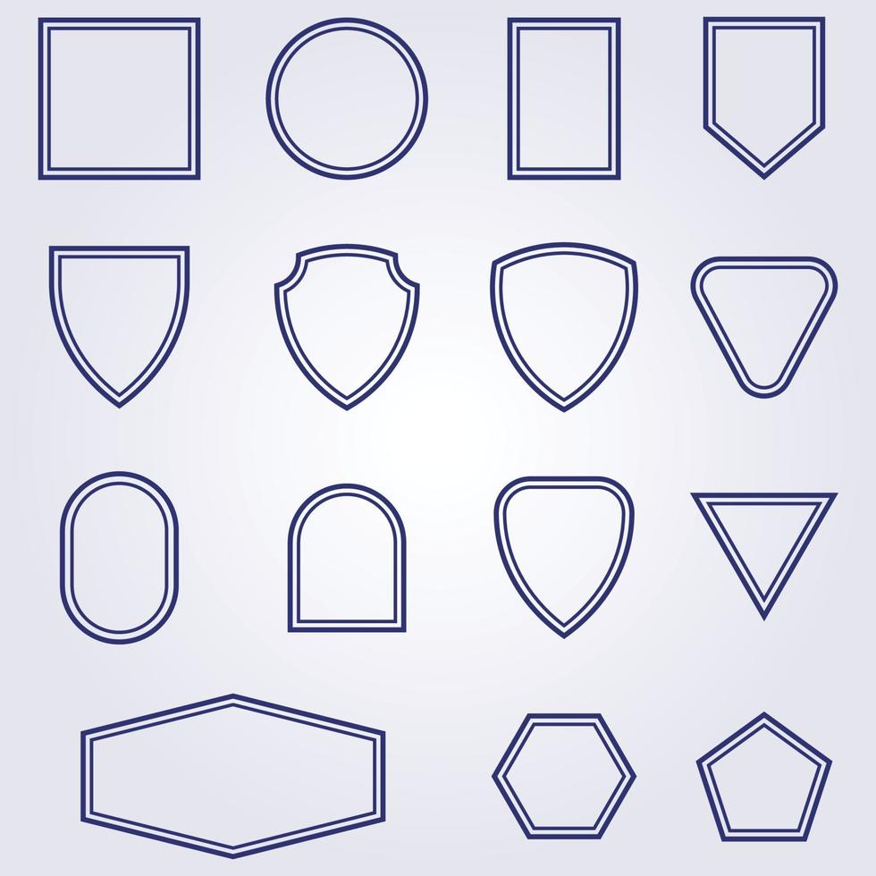 set bundle collection badge shape various logo icon vector symbol illustration design line art frame list