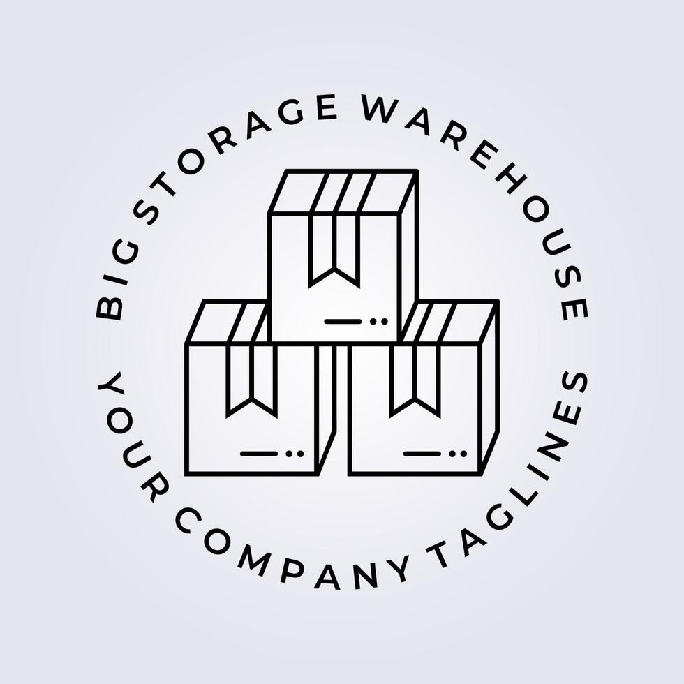 line art boxes product , cardboard , warehouse storage logo icon sign symbol vector illustration design