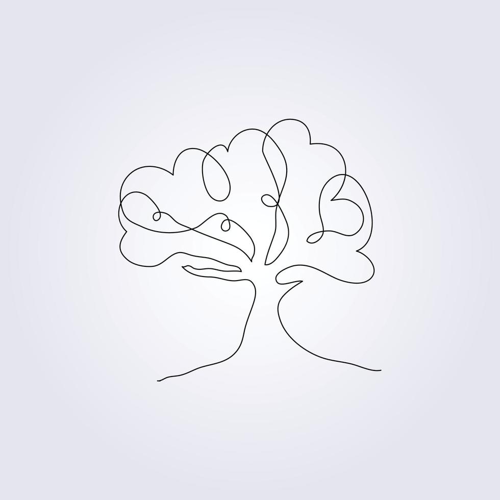 continuous tree vector illustration icon logo symbol template background