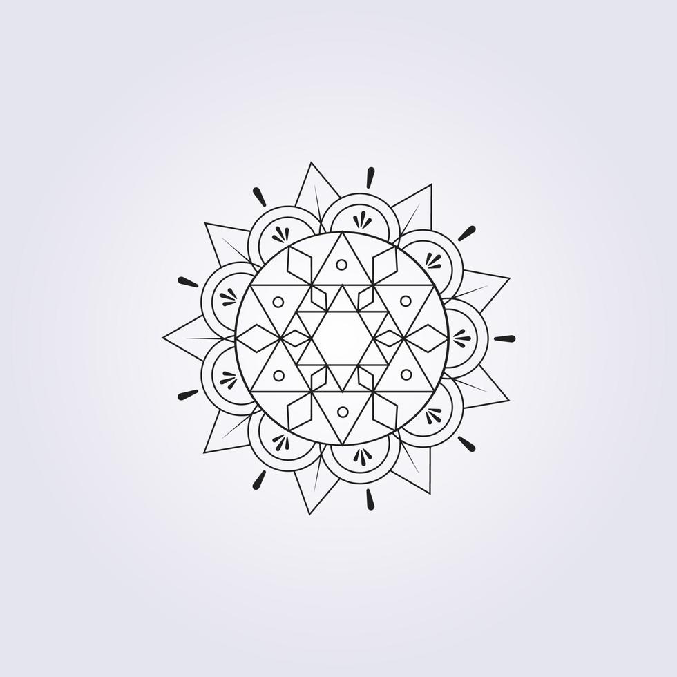 abstract of mandala illustration icon symbol vector line art graphic design contain triangle flower growth and seed
