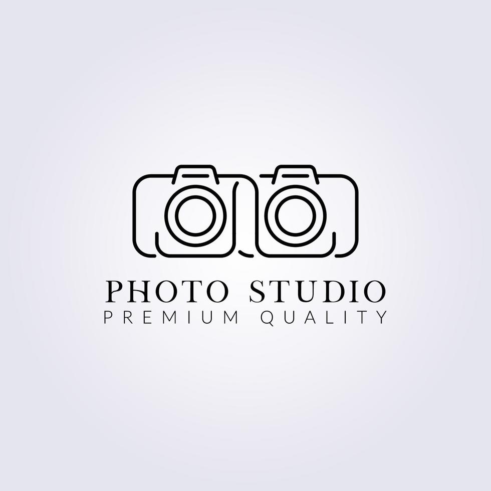 double or two or twin camera photography logo icon symbol illustration simple modern line art vector graphic design