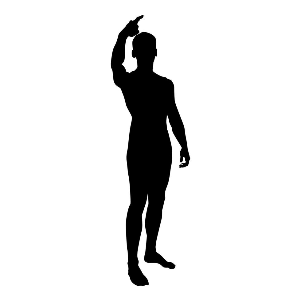 Man shows his finger up concept silhouette icon vector