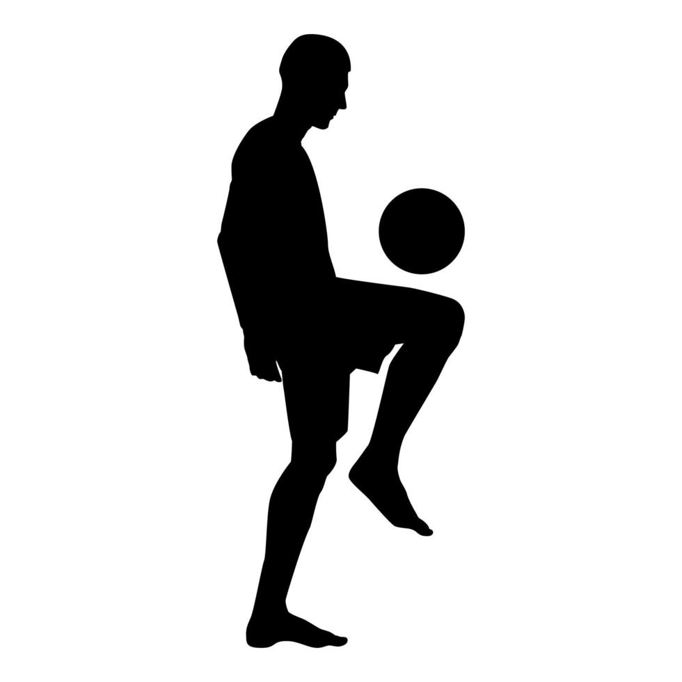 Soccer player juggling ball with his knee or vector