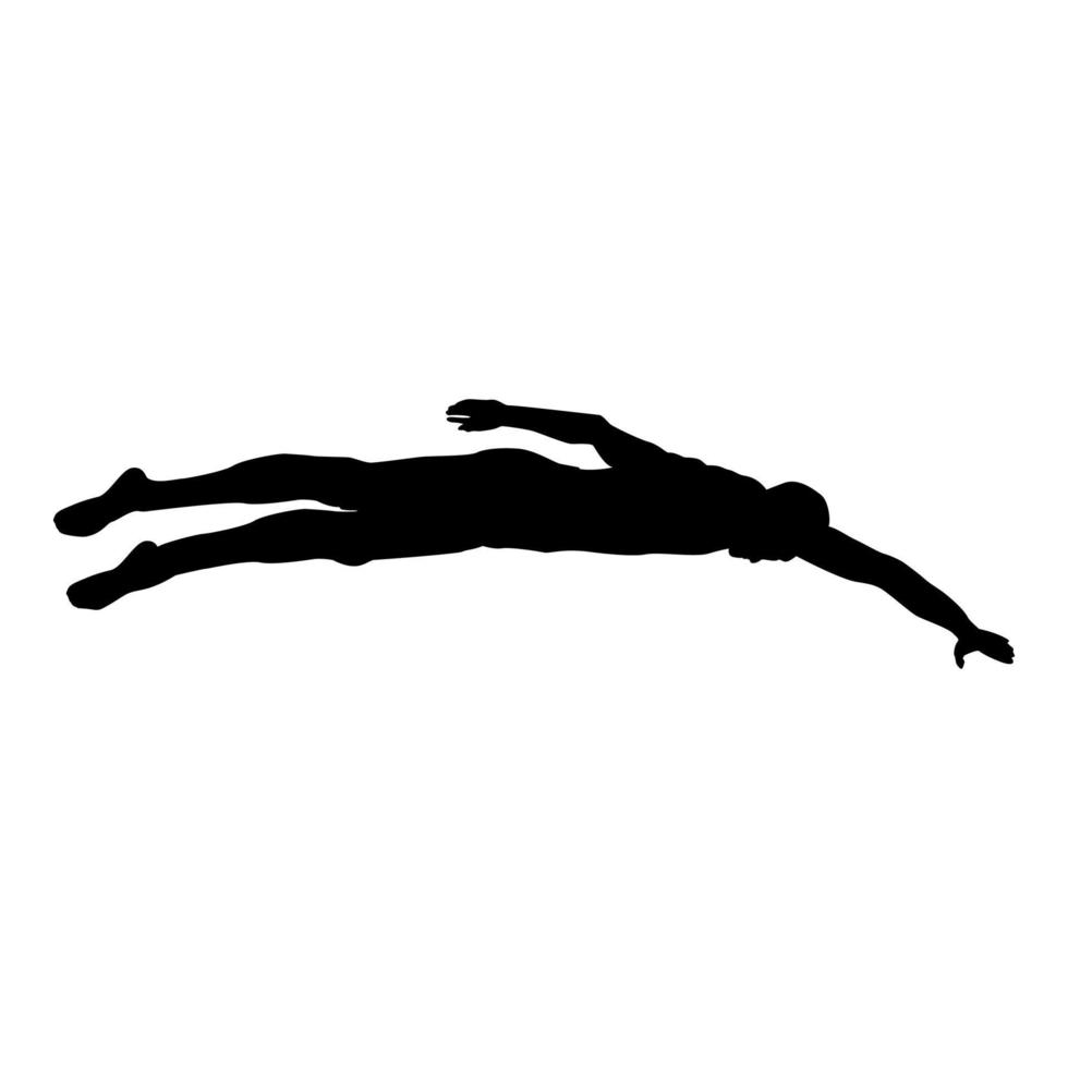 Sportsman swimming Man floats crawl silhouette vector