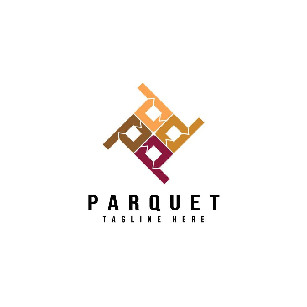 diseño de ilustración vectorial del logotipo de parquet, logotipo inteligente, creativo, marca de letra vector