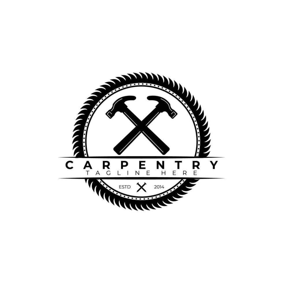 carpintero logo vector ilustración diseño, trabajador de la madera, taller, icono, símbolo