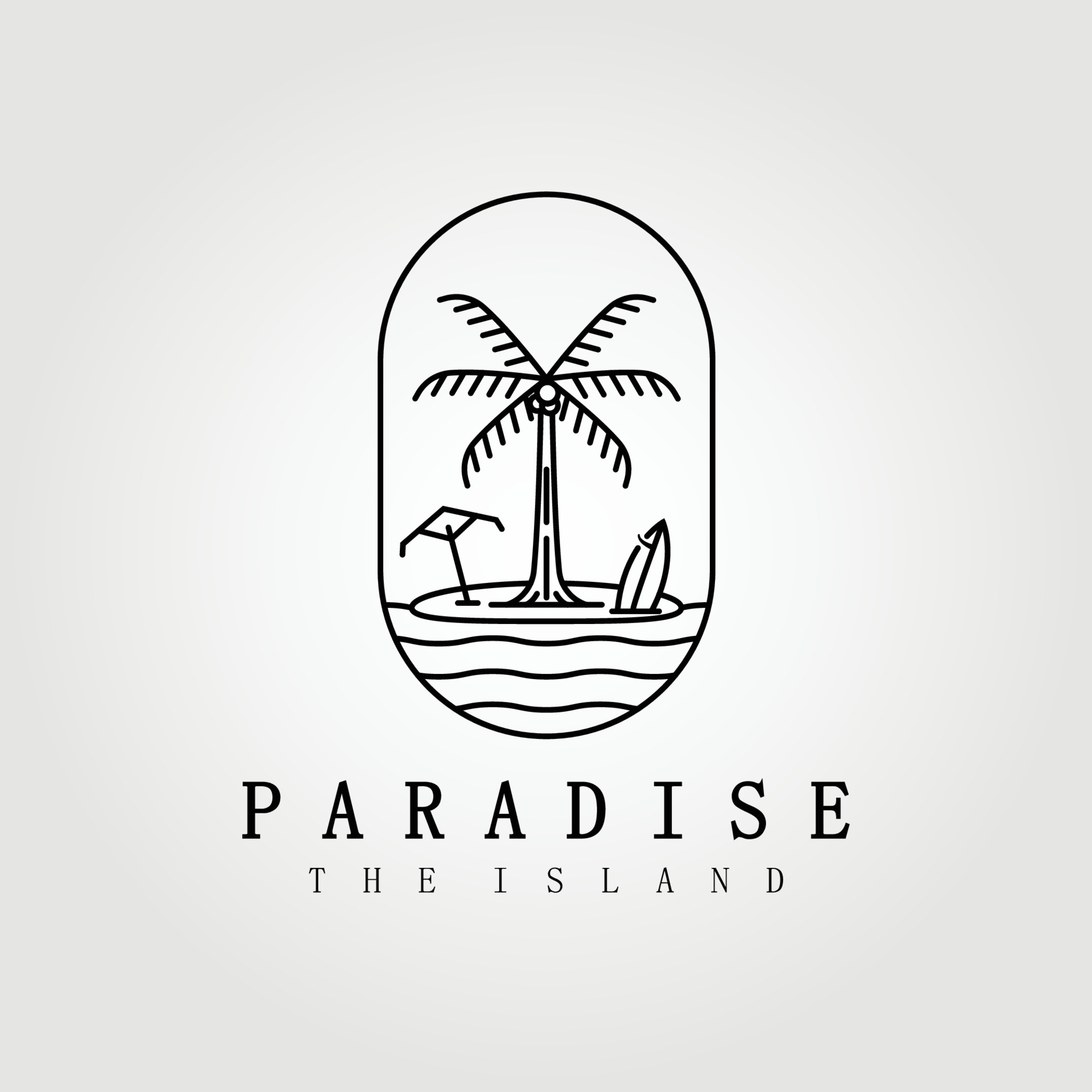 paradise , hawaii , line art palm tree logo vector illustration design ...
