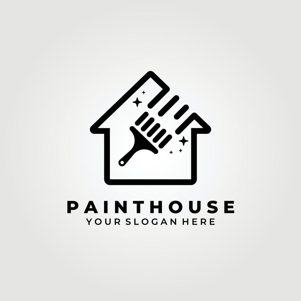 paint house , house coloring , cat logo vector illustration design graphic