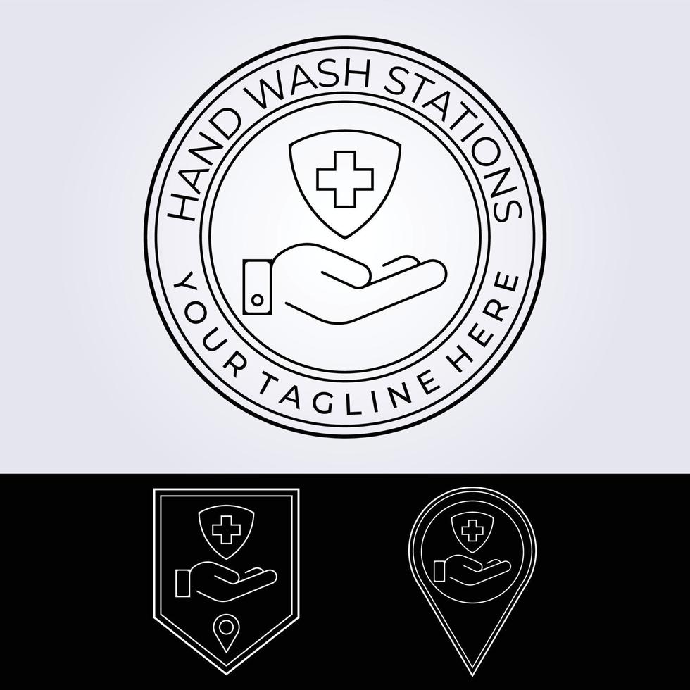 estaciones de lavado de manos, punto logotipo icono símbolo etiqueta vector ilustración diseño