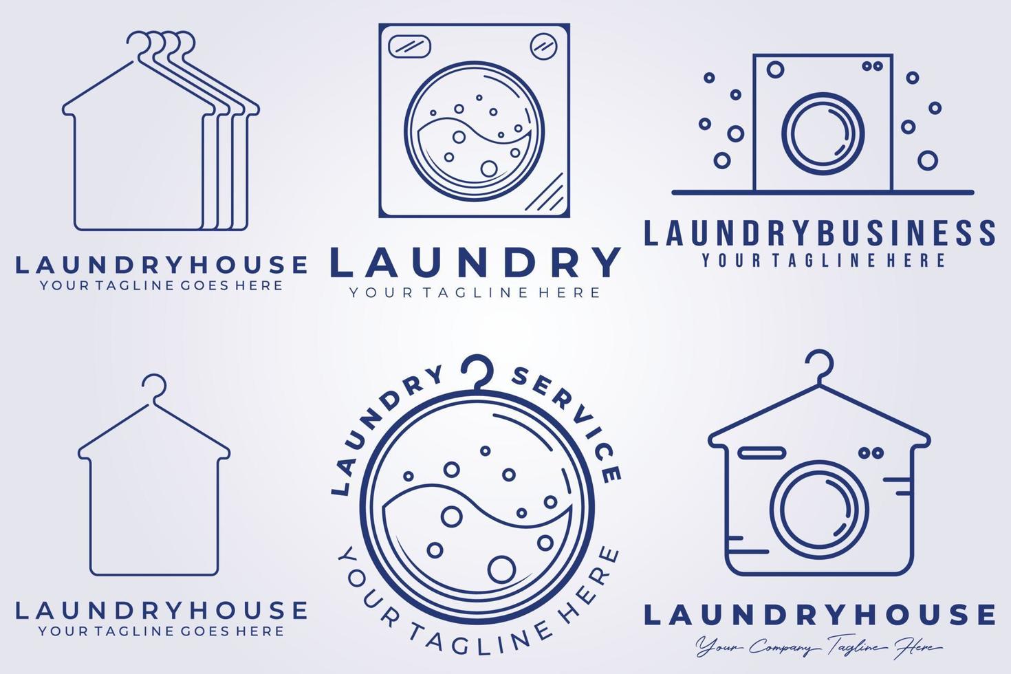 set bundle laundry service logo vector icon illustration symbol design