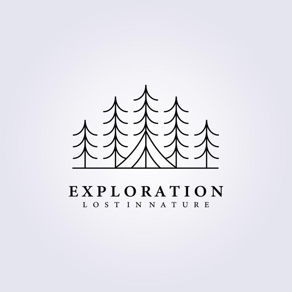travel forest camping jungle logo vector illustration icon symbol template background abstract label design line art