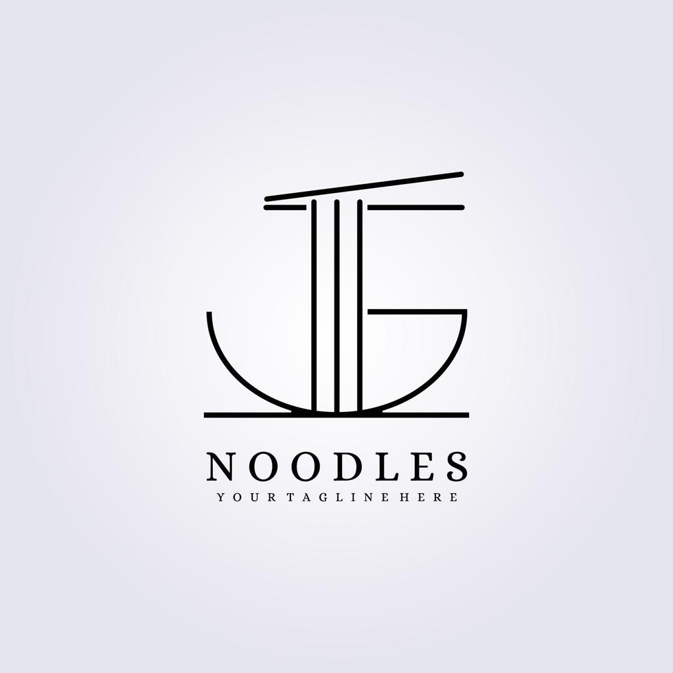 simple noodle line art logo bowl vector illustration design icon symbol template label sign