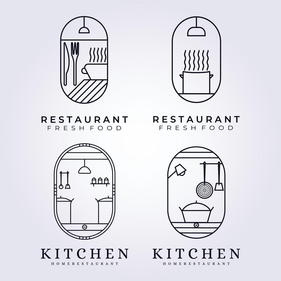 set and bundle of chef , cafe, kitchen, restaurant logo vector illustration design graphic , minimalist, line art, decor