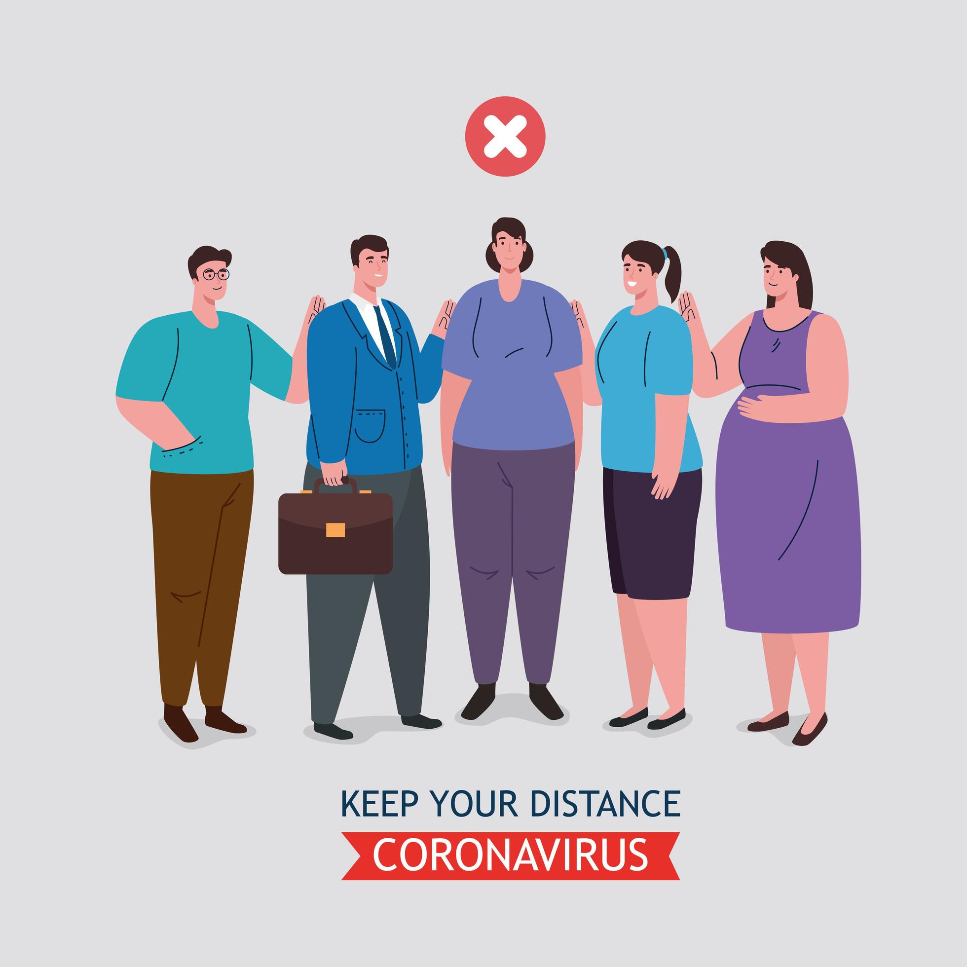 social distancing done in the wrong way, people keeping not safe distance, prevention coronavirus covid 19 vector