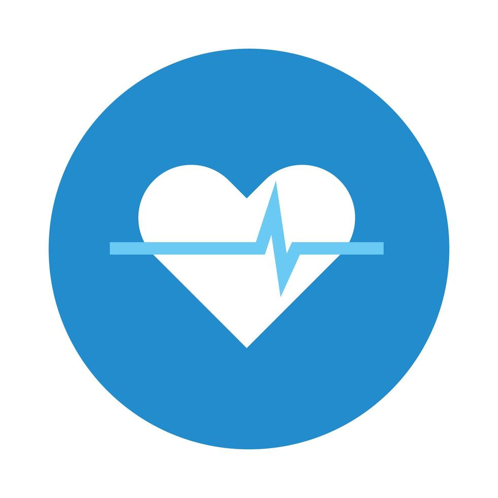 heart pulse inside blue button vector design